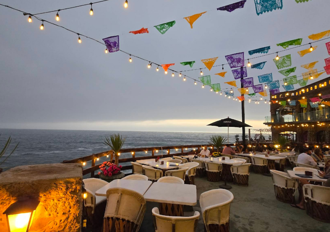 Los Portales de García restaurant perched on a cliff over the Pacific Ocean